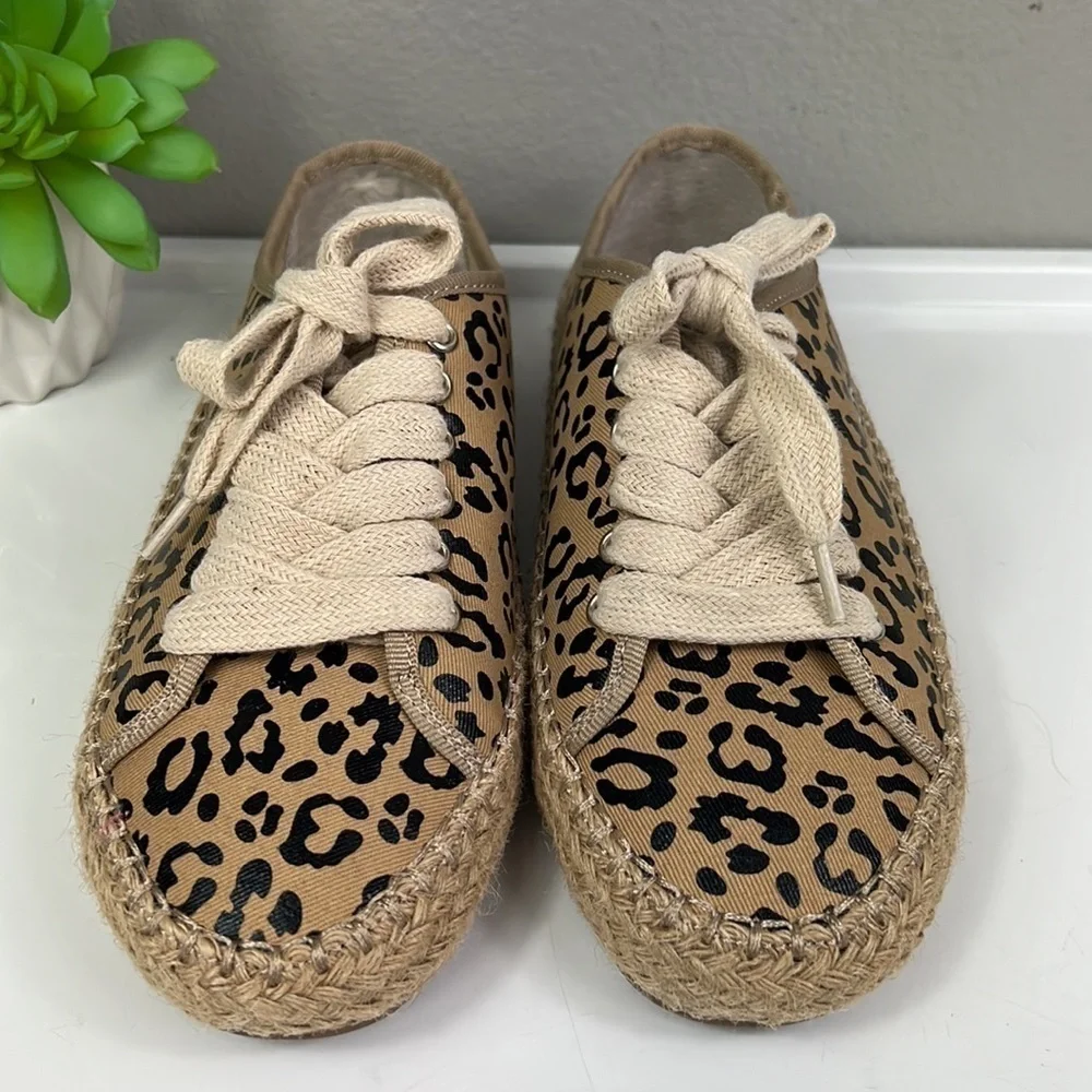 NWOB Emu Australia Agonis Espadrille Sneakers Leopard Beige Canvas Shoes 6